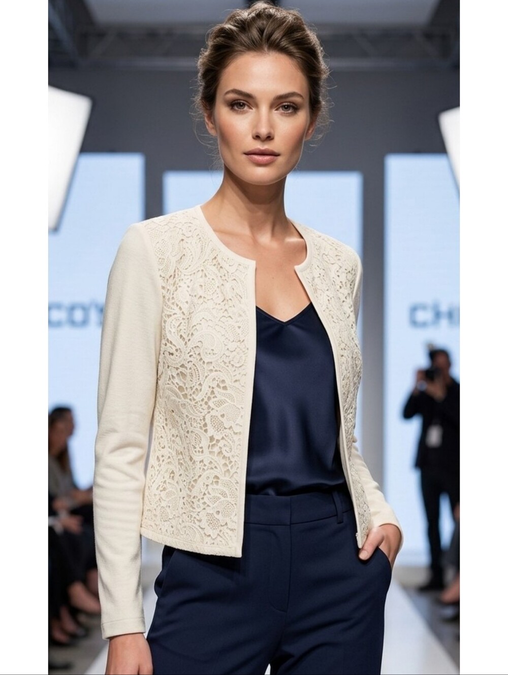 Chico's Ivory Crochet Lace Bolero jacket Size 1 (S)